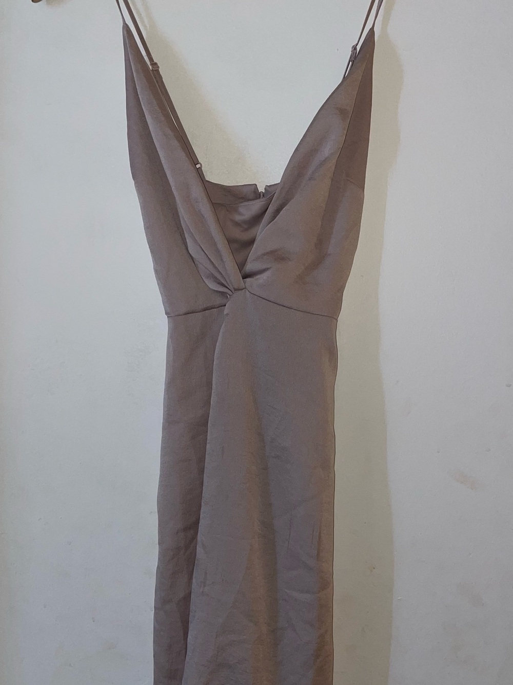 Express Strapless Slip Dress in Taupe